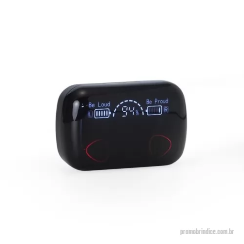 Fone de Ouvido Bluetooth personalizado - Fone de Ouvido Bluetooth com Case Carregador – Tecnologia, Praticidade e Estilo  Com design moderno e funcional, este fone de ouvido Bluetooth oferece comandos touch para facilitar o uso no dia a dia. Acompanha um case com fechamento magnético e display de bateria, que também pode ser utilizado como power bank de baixa capacidade em situações de emergência. Fabricado em material plástico leve e resistente, inclui 2 pares de eartips em tamanhos diferentes para melhor ajuste e um cabo USB para recarga.  Especificações:  Dimensões do case: 8 cm x 5,2 cm x 3,5 cm  Área para gravação no case: 3 cm x 6 cm  Dimensões do fone: 2,4 cm x 1,8 cm  Peso aproximado: 81 g