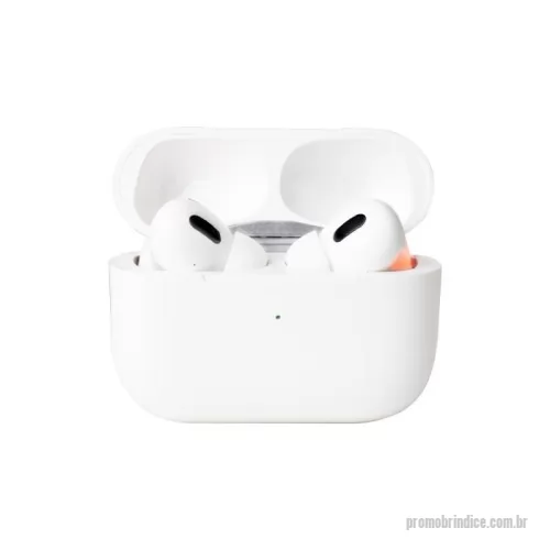 Fone de Ouvido Bluetooth personalizado - Fone de ouvido bluetooth com comandos touch e case carregador de fechamento magnético. Acompanha usb lightning e cordão de nylon com clipe integrado que facilita a fixação em mochilas e bolsas.