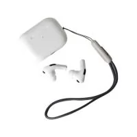 Fone de ouvido bluetooth com comandos touch e case carregador de fechamento magnético. Acompanha USB Lightning e cordão de nylon com clipe integrado que facilita a fixação em mochilas e bolsas.