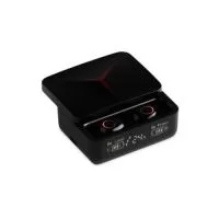 Fone de ouvido bluetooth com comandos touch e case carregador. Com display de bateria, o case pode ser utilizado também como um power bank de baixa capacidade para emergências. Material plástico. Acompanham cabo USB.