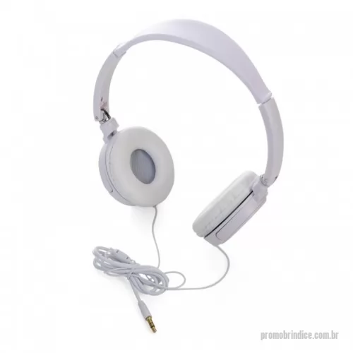 Fone de ouvido personalizado - Headphone estéreo, plástico resistente com haste ajustável e fone giratório. Entrada P2. Cores Disponíveis: Branco e Preto