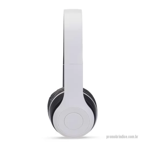Fone de ouvido personalizado - Fone de ouvido sem fio com estrutura em plástico e acabamento fosco. Conexão via Bluetooth e entrada para cartão TF (microSD). Microfone integrado, arco ajustável, protetores auriculares acolchoados.