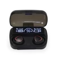 Fone de ouvido bluetooth com comandos touch e case carregador. Com display de bateria e fechamento magnético, o case pode ser utilizado também como um power bank de baixa capacidade para emergências . Material plástico. Acompanham 2 pares de eartips em diferentes tamanhos e cabo USB.  Largura : 5,2 cm Espessura : 3,5 cm Comprimento : 8 cm Medidas aproximadas para gravação (CxL): Case 3 cm x 6 cm Tamanho total aproximado (CxL): Fone 2,4 cm x 1,8 cm Peso aproximado (g): 81
