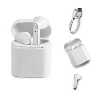 Fone de ouvido wireless stereo em ABS. Transmissão sem fios BT v5.0 com autonomia, aproximada, de 6 horas. Função para atender chamadas, controle de volume e conexão à playlist do dispositivo móvel. Incluso cabo USB para carregar. Fornecido em caixa 