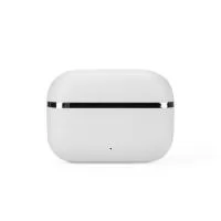 Fones sem fio, estrutura plástica resistente a respingos. Bluetooth 5.4, comandos touch, microfone. Estojo com entrada USB-C.