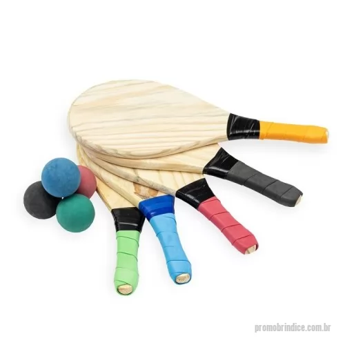 Frescobol personalizado - Kit frescobol com embalagem de malha plástica. Contém 2 raquetes de madeira com pegador de revestimento EVA e bolinha emborrachada.  Altura :  41 cm  Largura :  18 cm