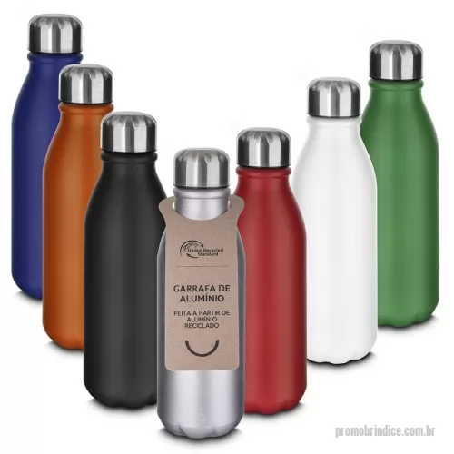 Garrafa de metal personalizada - Garrafa em alumínio com tampa em inox. Capacidade: 550ml, pintura fosca.