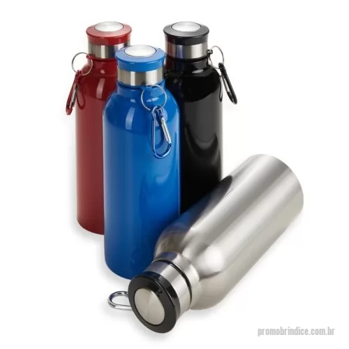 Garrafa de metal personalizada - Garrafa Inox 700ml com pintura colorida e detalhes em prata. Possui tampa rosqueável e acompanha chaveiro mosquetão.