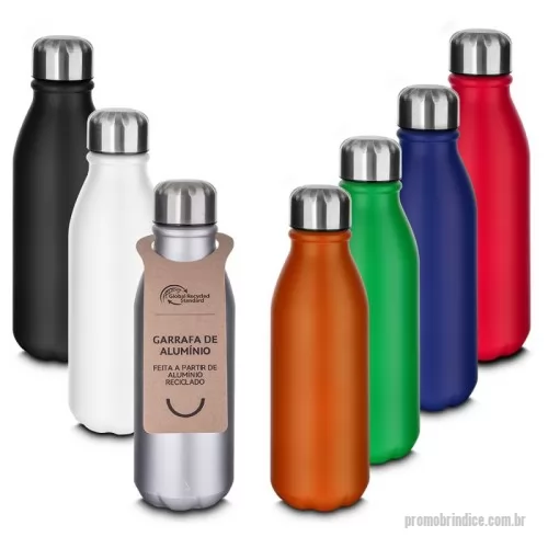 Garrafa de metal personalizada - Garrafa em alumínio com capacidade de 550ml. Tampa rosqueável em inox. Pintura fosca.
