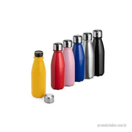 Garrafa de metal personalizada - Garrafa em alumínio com tampa rosqueável e capacidade para até 550 ml. Altura : 21,7 cm Largura : 6,6 cm Diametro : 3 cm Peso aproximado g : 83