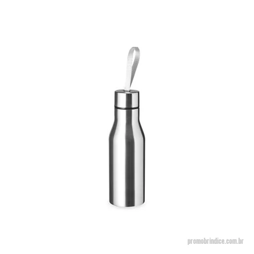 Garrafa de metal personalizada - Garrafa de Inox 500 ml com tampa rosqueável e alça de nylon embutida. Altura : 21,8 cm Largura : 6,8 cm Circunferência : 22 cm Peso aproximado g : 154