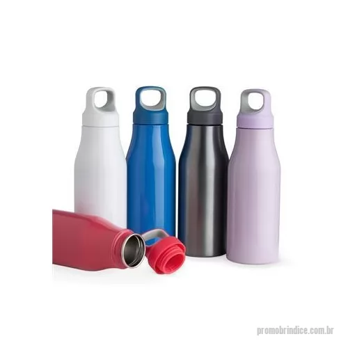Garrafa de metal personalizada - Garrafa 650ml em inox com tampa rosqueável com alça para transporte.
