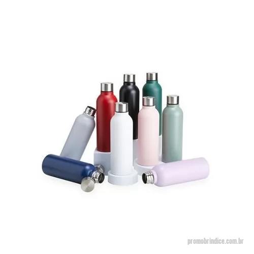 Garrafa de metal personalizada - Garrafa inox 800ml em inox com tampa rosqueável e acabamento fosco. Altura : 23,2 cm Largura : 7,3 cm Circunferência : 22,7 cm Peso aproximado g : 155