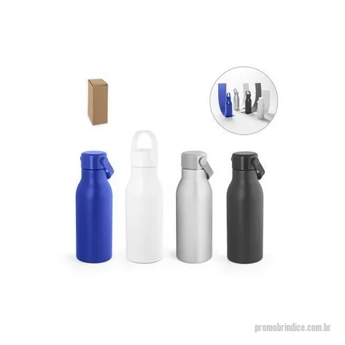 Garrafa de metal personalizada - Squeeze em alumínio 100% reciclado com parede simples e acabamento mate. Tampa em PP com pega de silicone para fácil transporte. Capacidade até 700 ml. Fornecido em caixa presente em papel kraft. Certificação EU Food Grade. ø73 x 213 mm