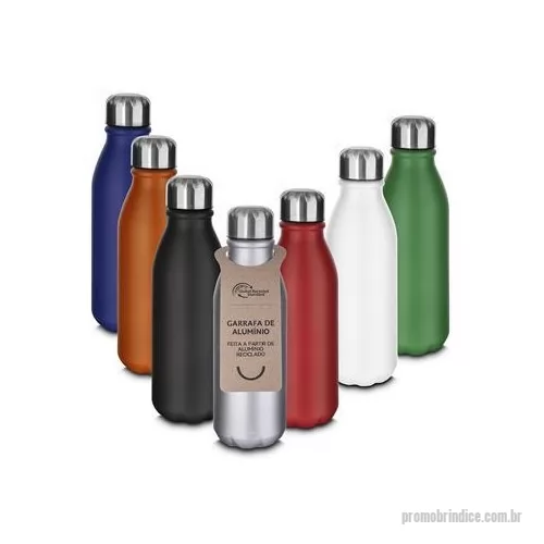 Garrafa de metal personalizada - Garrafa em alumínio com tampa em inox. Capacidade: 550 ml, pintura fosca. *Todas as garrafas acompanham etiqueta em papel kraft com descrição do produto. Dimensão Produto: 22xø6,5cm Peso do Produto: 0,090kg