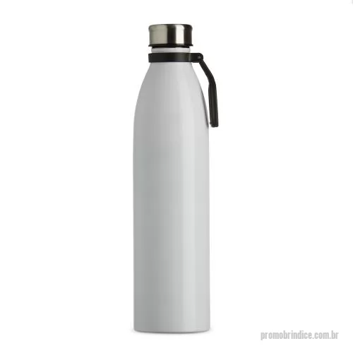 Garrafa de metal personalizada - Garrafa de inox 1,1 litros com tampa rosqueável e alça plástica para transporte.