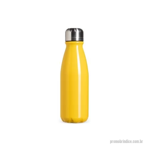 Garrafa de metal personalizada - Garrafa em alumínio com capacidade máxima de 550ml. Possui acabamento em verniz transparente e tampa rosqueável em alumínio com interior em plástico.