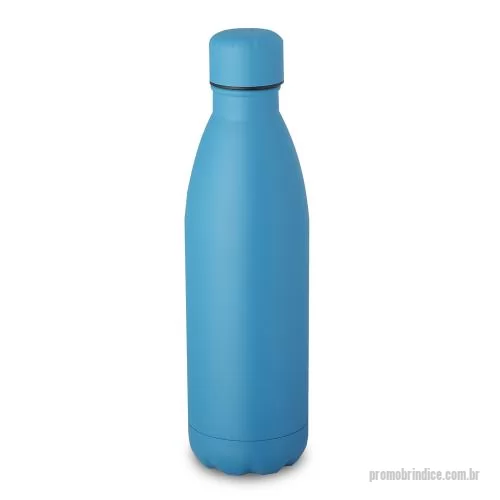 Garrafa de metal personalizada - Garrafa fosca em aço inox, possui tampa rosqueável e anel de silicone para vedação. Design com frisos na tampa. Os itens nas cores verde, prata e cinza possuem capacidade de 750 ml. *Modelo na cor prata apresenta material brilhoso As demais cores man