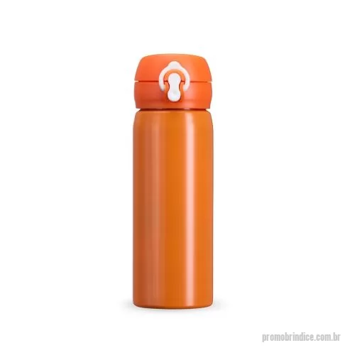 Garrafa de metal personalizada - Garrafa 500ml em inox com botão e válvula para abertura. Possui um sistema de trava (basta mover para cima/baixo para abrir/fechar) pressione o botão central para abrir a tampa. 