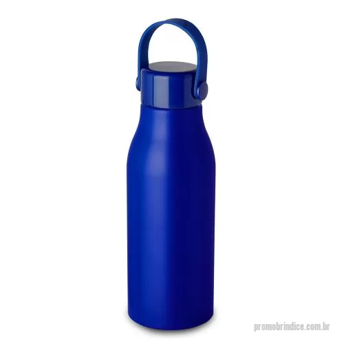 Garrafa de metal personalizada - Garrafa em alumínio com capacidade de 650ml. Tampa rosqueável em plástico com alça em silicone na cor do produto. Pintura fosca, exeto a cor prata, que possui acabamento brilhoso.