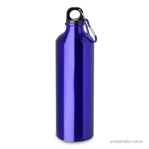 Garrafa de metal personalizada - Garrafa em alumínio com capacidade de 750ml. Tampa de plástico rosqueável com mosquetão colorido. Pintura metálica.