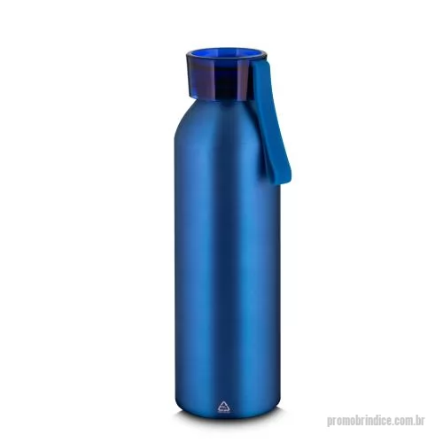 Garrafa de metal personalizada - Garrafa em alumínio reciclado acabamento mate com capacidade 600ml. Tampa rosqueável em plástico e alça de transporte emborrachada. *Todas as garrafas acompanham etiqueta em papel kraft com descrição do produto.