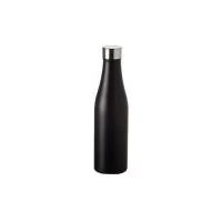 Garrafa inox com capacidade de 1 litro, com tampa rosqueável.