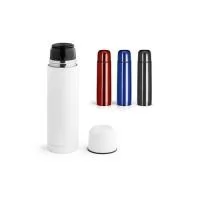 Garrafa em aço inox com parede dupla isolada a vácuo. Capacidade até 500 ml.