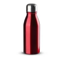 Garrafa em alumínio com capacidade 500ml. Tampa rosqueável em inox com anel de silicone.
