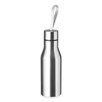Garrafa de Inox 500ml com tampa rosqueável e alça de nylon embutida.