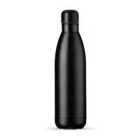 Garrafa térmica de inox com acabamento fosco, capacidade de 750ml. Contém tampa de vedação rosqueável com detalhe externo em relevo.
