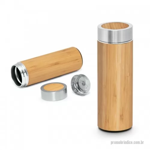 Garrafa personalizada - Garrafa t?rmica. Bambu e a?o inox 430 ml.