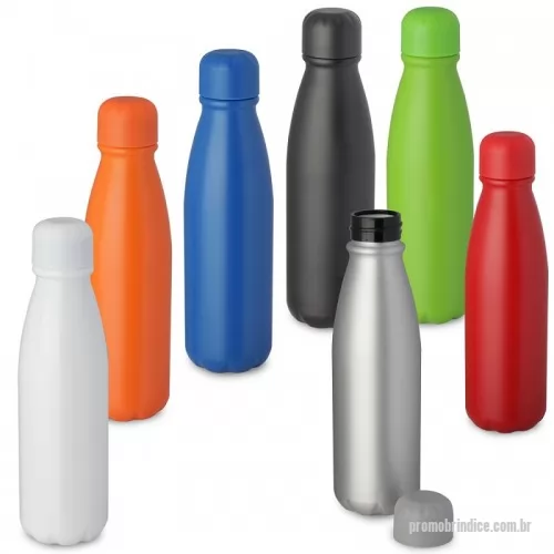 Garrafa personalizada - Garrafa em alumínio, tampa em aço inox colorido. Capacidade: 500ml, pintura fosca. Dimensão Produto: 23,5xø6,5cm Peso do Produto: 90 gr