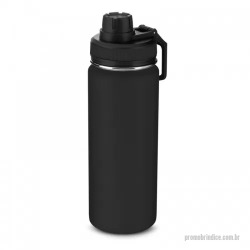 Garrafa personalizada - Garrafa em inox com capacidade de até 780ml. Tampa rosqueável, alça de plástico e anel de silicone para vedação. Pintura eletrostática.