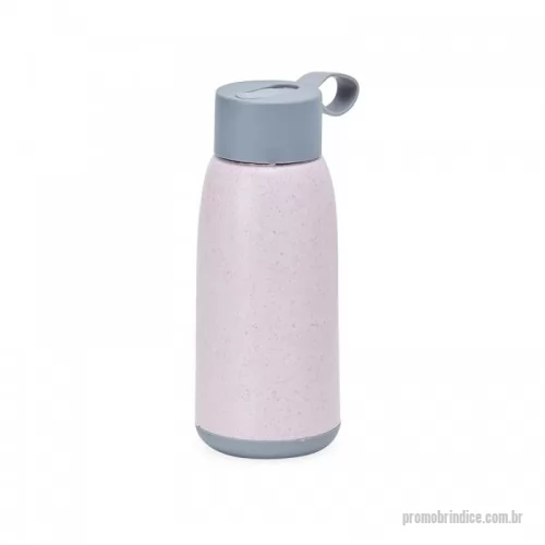 Garrafa personalizada - Garrafa de vidro 350ml com revestimento plástico, tampa plástica com alça de silicone.