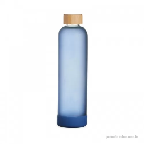 Garrafa personalizada - Garrafa de vidro borossilicato com capacidade de 1 litro. Contém tampa de bambu e base de silicone anti-impacto (removível).