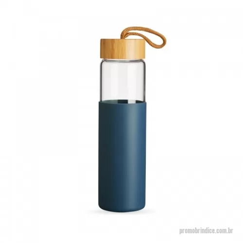 Garrafa personalizada - Garrafa de vidro borossilicato com capacidade de 750ml. Contém tampa de bambu com alça de algodão e luva de silicone.