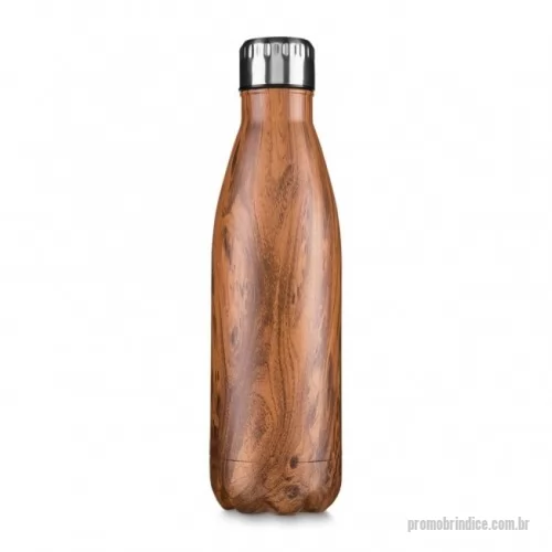 Garrafa personalizada - Garrafa 750ml em inox com tampa rosqueável e pintura com simulação de madeira. Obs.: Não é um modelo térmico.