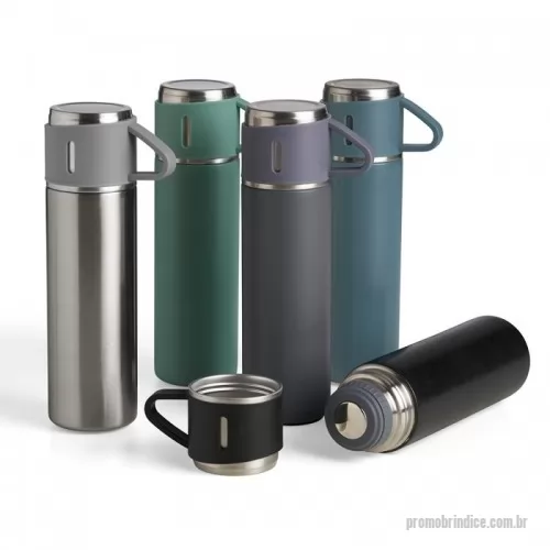 Garrafa personalizada - Garrafa térmica 450ml em inox com tampa que pode ser utilizada como caneca, tampa interna em plástico resistente (basta um clique para abrir ou fechar), base com borracha antiderrapante.