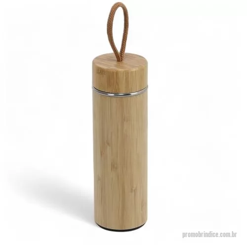 Garrafa personalizada - Garrafa Térmica Revestida em Bambu Personalizada