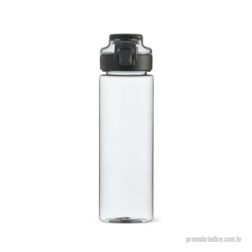 Garrafa personalizada - Squeeze plástico com capacidade de 700ml, possui tampa rosqueável com botão de acionamento, trava de segurança e alça para transporte.