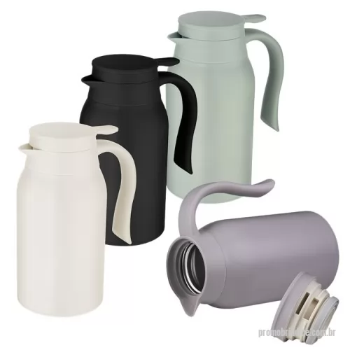 Garrafa personalizada - Garrafa Térmica com parede dupla em aço inox com capacidade de 950ml, parede externa com pintura a pó. Alça de transporte lateral em plástico. Tampa plástica rosqueável com vedação em silicone, possui sistema corta-pingo.
