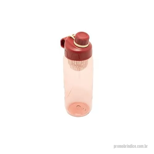 Garrafa personalizada - Garrafa plástica 800ml com infusor de bebidas. Com design em relevo, a garrafa possui tampa rosqueável com alça para transporte e tampa de proteção para o bocal. Altura : 23,5 cm Largura : 9,3 cm Peso aproximado g : 123