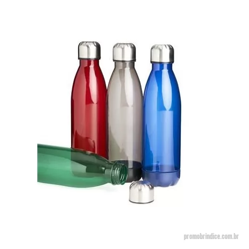 Garrafa personalizada - Garrafa translucida de plástico com capacidade para 700ml, possui uma base na respectiva cor leitosa e uma tampa de alumínio com rosca.