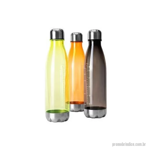 Garrafa personalizada - Garrafa plástica translúcida com capacidade máxima de 750ml e marcação de volume até 700 ml. Conta ainda com base e tampa rosqueável em alumínio. Altura : 26,7 cm Largura : 7,1 cm Circunferência : 33,2cm Peso aproximado g : 95
