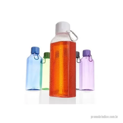 Garrafa personalizada - Garrafa plástica 730ml com tampa rosqueável e mosquetão colorido.
