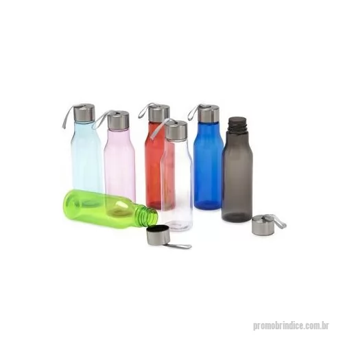 Garrafa personalizada - Garrafa plástica 600ml com tampa de alumínio e alça de nylon embutida.