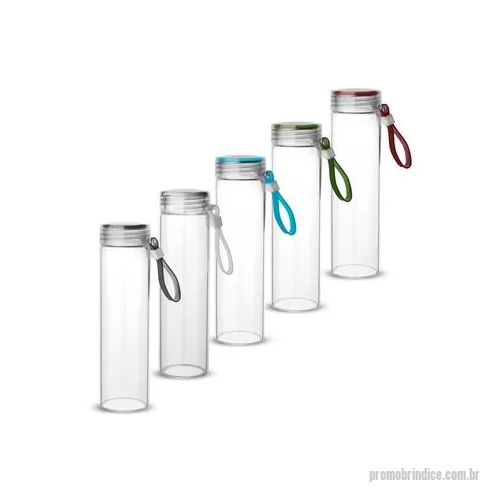 Garrafa personalizada - Garrafa em vidro borossilicato com alça em silicone e tampa rosqueável, com capacidade de até 400ml.