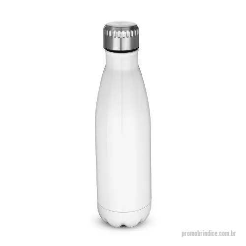 Garrafa personalizada - Garrafa em aço inox 304 com capacidade de até 700 ml. Tampa rosqueável e anel de silicone para vedação. Design com frisos na tampa.