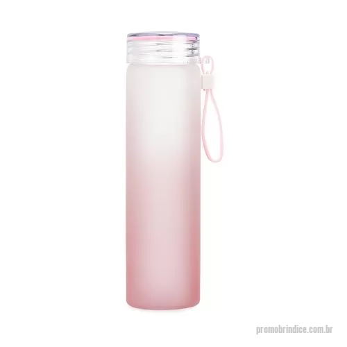 Garrafa personalizada - Garrafa de vidro jateado bicolor, capacidade de 450ml. Contém alça de silicone.